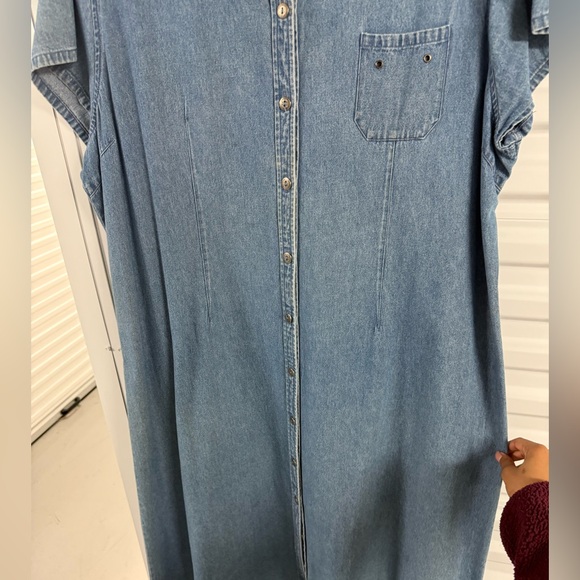 Vintage Casual Blue Denim Midi Dress with boho buttons size 3x - Picture 2 of 8